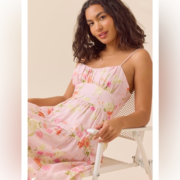 Altar’d State Shelley Floral Midi Maxi Dress Pink NWT Size Small - Picture 2 of 6
